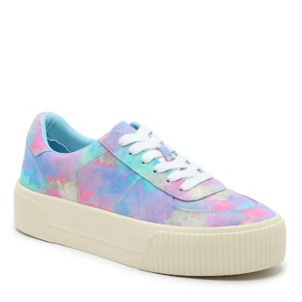 NIB Bright Multicolor Watercolor Tie Dye Ebele Platform Sneaker Women's Size 7.5
